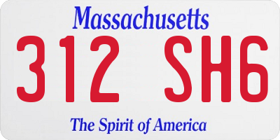 MA license plate 312SH6