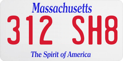 MA license plate 312SH8