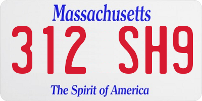MA license plate 312SH9