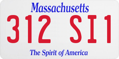 MA license plate 312SI1