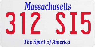 MA license plate 312SI5