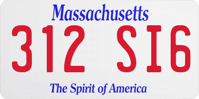 MA license plate 312SI6