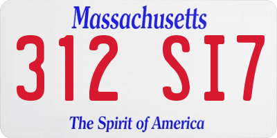 MA license plate 312SI7