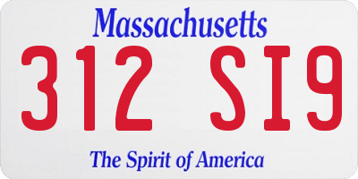 MA license plate 312SI9