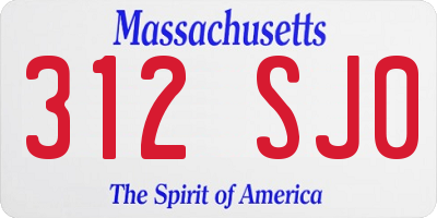 MA license plate 312SJ0