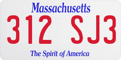 MA license plate 312SJ3