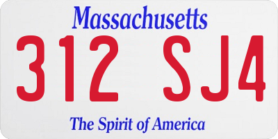 MA license plate 312SJ4
