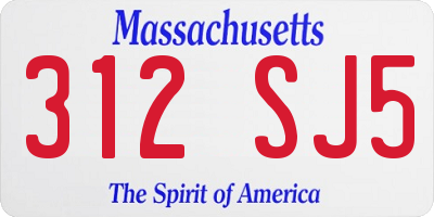 MA license plate 312SJ5