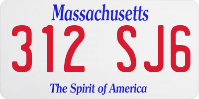 MA license plate 312SJ6