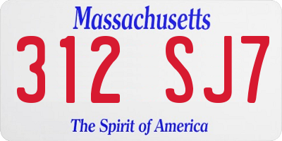 MA license plate 312SJ7