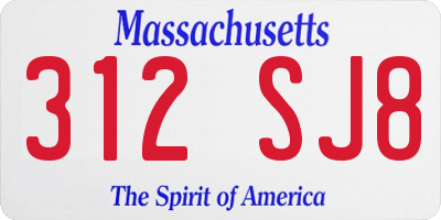 MA license plate 312SJ8