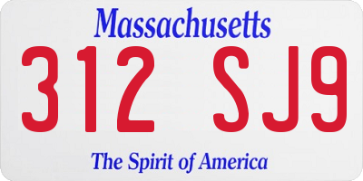 MA license plate 312SJ9