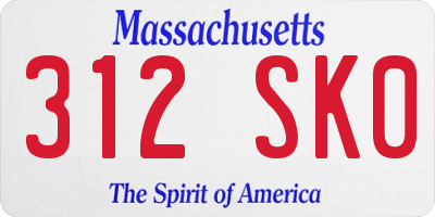MA license plate 312SK0