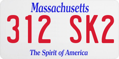 MA license plate 312SK2