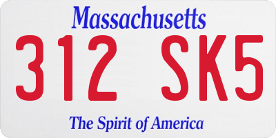 MA license plate 312SK5