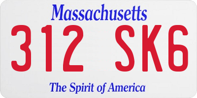 MA license plate 312SK6