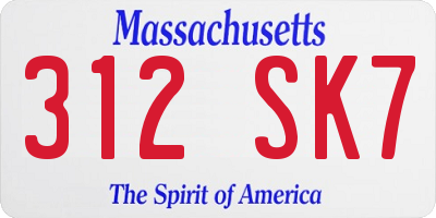 MA license plate 312SK7