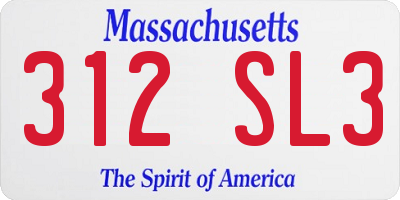 MA license plate 312SL3