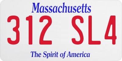 MA license plate 312SL4