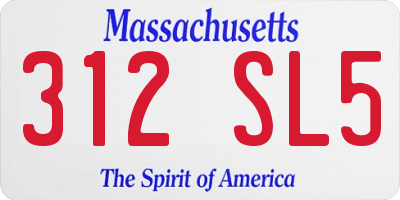 MA license plate 312SL5