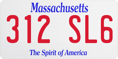 MA license plate 312SL6