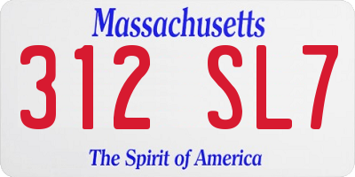 MA license plate 312SL7