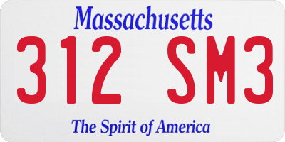 MA license plate 312SM3