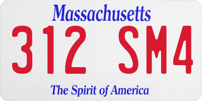 MA license plate 312SM4