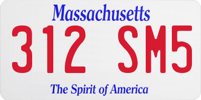 MA license plate 312SM5