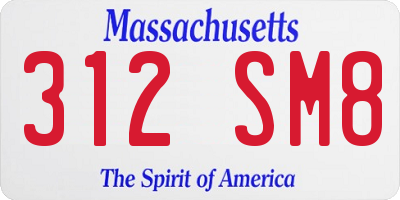 MA license plate 312SM8