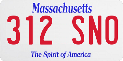 MA license plate 312SN0