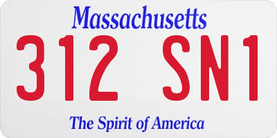 MA license plate 312SN1