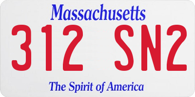 MA license plate 312SN2
