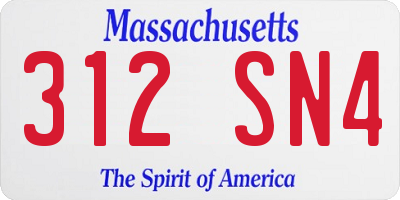MA license plate 312SN4