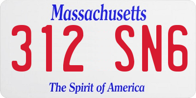 MA license plate 312SN6