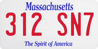 MA license plate 312SN7