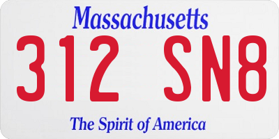 MA license plate 312SN8