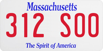 MA license plate 312SO0