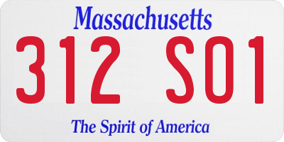 MA license plate 312SO1