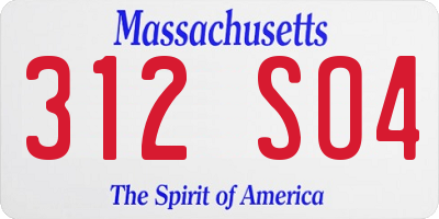 MA license plate 312SO4