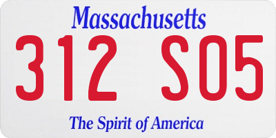 MA license plate 312SO5