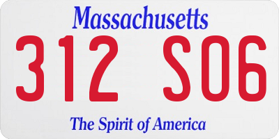 MA license plate 312SO6