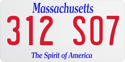 MA license plate 312SO7