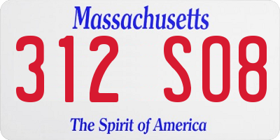 MA license plate 312SO8