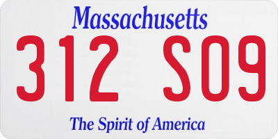MA license plate 312SO9
