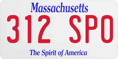MA license plate 312SP0