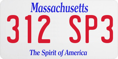 MA license plate 312SP3