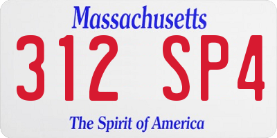 MA license plate 312SP4