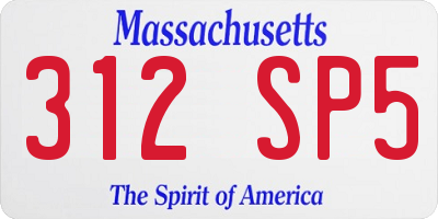 MA license plate 312SP5