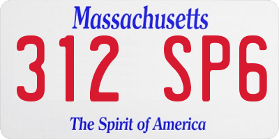MA license plate 312SP6